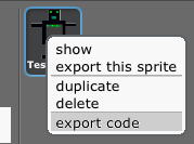 Export Code (context sensitive menu)