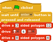 Script to drive around a triangle and octogon